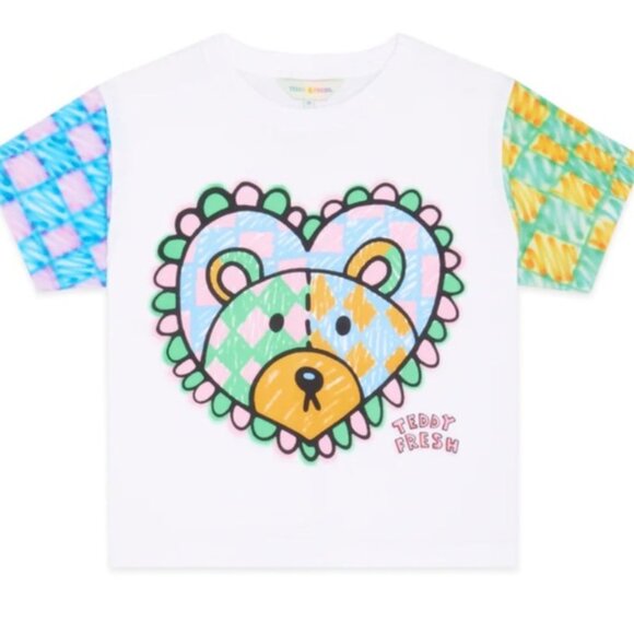 BNWOT Teddy Fresh x Gentle Thrills White Crop Tee, Size S - Picture 1 of 3